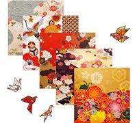 Origami Folding Paper - 50 Sheets Different Pattern Japanese Paper 15 x 15 cm Coloured Double-Sided Origami for DIY Arts and Craft Projects