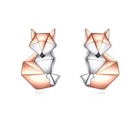 Origami Fox Stud Earrings Hypoallergenic Sterling Silver Cute Fox Jewelry Birthday Gifts for Women Animal Lovers