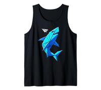 Origami Great Paper White Shark Blue Geometric Craft Tank Top