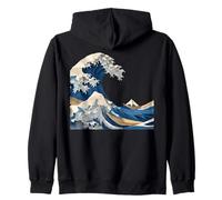 Origami Hokusai wave Japanese art Asian waves Zip Hoodie