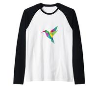Origami Hummingbird - Geometric Bird Design Raglan Baseball Tee
