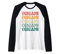 Origami Japanese Vintage Cool Aestethic Retro Sunset Raglan Baseball Tee