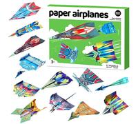 Origami Kit, 36 Sheets DIY Origami Kit Paper Planes Kids Paper Crafts Colorful Origamis with Instruction Book Papers Toy DIY Art and Craft Handmade Desk Decoration for Childs Boys Girls Present