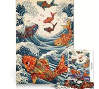 Origami Koi Fish Ocean Waves 1000 Piece Jigsaw Puzzles for Teenagers Jigsaw Logic Ability Toy Soft Relax Accurate Cut Cherished Gift (38x52cm)