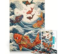 Origami Koi Fish Ocean Waves Adults 1000 Piece Jigsaw Puzzle Brain Challenge Toy Stress Relief Clear Cut Wall Art Decor (50x75cm)