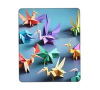 Origami Multicolor Paper Crane Mouse Pad, Computer Mouse Pad, Easy Sliding, Durable, Portable, Office and Home, Multiple Sizes