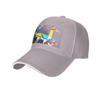 Origami Multicolor Papercraft Cranes 1 Print Adjustable Size Sandwich Baseball Cap Breathable Unisex Casual Hat Daily Use Sport Gray