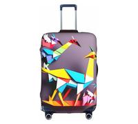Origami Multicolor Papercraft Cranes 1 print Washable Travel Luggage Cover Abstract Colorful Print Luggage Suitcase Protector, White, Medium, White, Medium