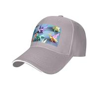 Origami Multicolor Papercraft Cranes Print Adjustable Size Sandwich Baseball Cap Breathable Unisex Casual Hat Daily Use Sport Gray