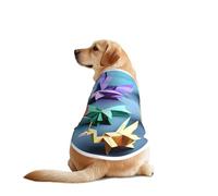 Origami Multicolor Papercraft Cranes Print Dog Shirts for Pet, Soft Breathable Vest Lightweight Stretchy Pet T-Shirt for Medium Dog