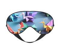 Origami Multicolor Papercraft Cranes Print Functionality Cozy Eye Mask Adjustable Strap Nap Night Travel Camping Yoga Relax