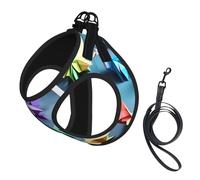 Origami Multicolor Papercraft Cranes Print Harness Leash Set For Cat And Small Dog, Adjustable, Reflective, And Escape-Proof Vest With Soft Breathable Mesh Lining