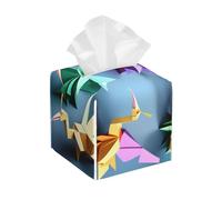 Origami Multicolor Papercraft Cranes Print Square Tissue Box For Living Room Bedroom Office Organizer Case Home Decor Gift