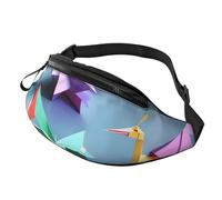 Origami Multicolor Papercraft Cranes Print Unisex Pack Waist Bag Travel Accessory for Outdoor Activities and Everyday Use