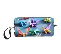 Origami Multicolor Papercraft Cranes Print Zippered Organizer Bag, Travel Storage Case, Portable Cosmetic Pouch for Cosmetics, Toiletries