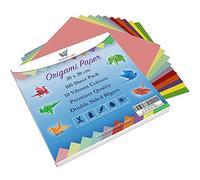Origami Paper 100 Sheets Large Square Origami Sheets Traditional Japanese Origami Folding Paper Double Sided 10 Brights & Pastels Colours for Adults & Kids (Large - 20cm x 20cm - 1 Pack - 100 Sheets)