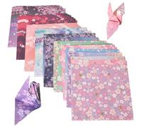 Origami Paper, 15 x 15 cm Folding Paper with Cherry Blossom Pattern, Double-Sided Coloured Origami Paper, Easy Foldable for Craft Projects