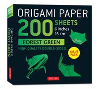 Origami Paper 200 sheets Forest Green 6"a : Solid Green Double-Sided Origami Sheets with Instructions for 9 Projects