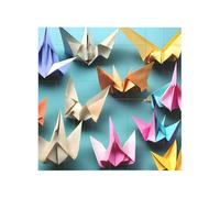 Origami Paper Crane Print Building Brick Block Puzzle Square Creative Building Blocks Jigsaw Home Desk Decor
