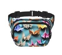 origami paper crane print Fanny Pack Waist Packs with Extender for Men Women, Waist Bag Hip Pack with Zipper Pockets, Black, One Size