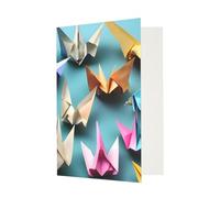 Origami Paper Crane Print Greeting Card Paper, Half Fold To Cards For Birthday, Wedding, Party.