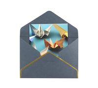 Origami Paper Crane Print Greeting Card Paper, Half Fold To Cards For Birthday, Wedding, Party.