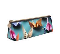 Origami Paper Crane Print Men Women Triangular Pencil Case Pouch Large-Capacity Office Stationery Organizer