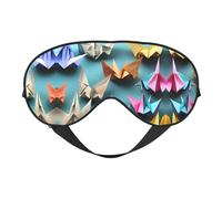 Origami Paper Crane Print Sleep Eye Mask with Adjustable Strap Soft for Airplane Travel Relax Yoga Nap Meditation