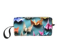 origami paper crane print Travel Toiletry Pouch, Pencil Bag Canvas Makeup Bag, Multi-Purpose Cosmetic Bag with Zipper, White, One Size