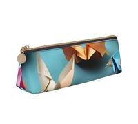 Origami Paper Crane Print Triangular Pencil Case Stationery Organizer Pouch Daily Travel Office Accessory
