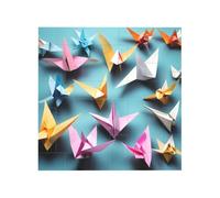 Origami Paper Cranes Print Building Brick Block Puzzle Square Creative Building Blocks Jigsaw Home Desk Decor