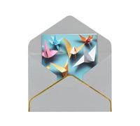 Origami Paper Cranes Print Greeting Card Paper, Half Fold To Cards For Birthday, Wedding, Party.