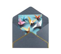 Origami Paper Cranes Print Greeting Card Paper, Half Fold To Cards For Birthday, Wedding, Party.