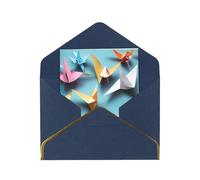 Origami Paper Cranes Print Greeting Card Paper, Half Fold To Cards For Birthday, Wedding, Party.