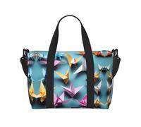 Origami Paper Cranes Print Hand Travel Bag with Zipper Weekender Overnight Bag for Women Men Carry On