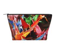 Origami Paper Cranes Print Makeup Bag Trapezoid Travel Cosmetic Organiser Stylish Storage for Beauty & Gifts for Women Girls