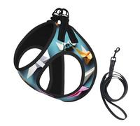Origami Paper Cranes Print Small Dog Harness with Leash Set, No Escape Easy Walk Puppy Harnesses for Training Walking