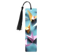 Origami Paper Cranes Print Wooden Bookmarks Beautiful Notebook Accessories for Men Women Book Lovers