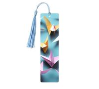 Origami Paper Cranes Print Wooden Bookmarks Beautiful Notebook Accessories for Men Women Book Lovers