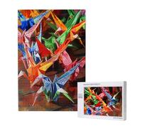Origami Paper Cranes Printed Jigsaw Puzzle with Storage Box, Wooden Puzzle for Adults and Kids, 1000 Pieces Family Fun Decorative Game
