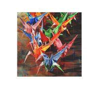Origami Paper Cranes Printed Square Jigsaw Puzzle 16x16 CM, Puzzle Challenging Game for Adults Gifts, Family Fun Decorative Wall Decor