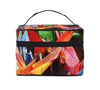 Origami Paper Cranes Printed Travel Makeup Bag Spacious Portable Cosmetic Organiser with Handle, Large Capacity Toiletry Bag, Gift for Women Girls