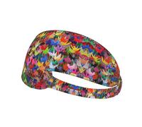Origami Paper Cranes Printing Full-Print Elastic Exercise Headband, Adjustable Fit Great For Yoga,Hikingâ€‹ Exercise Headband