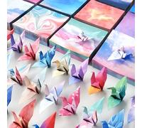 Origami Paper Kit - 400 Sheets 95×95mm Starry Sky Folding Paper, Colourful Square Folding Origami P-APER for Kids & Adults DIY Crafts