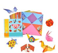 Origami Paper Kit for Kids, with 14-Page Instructional Book 74 Double Sided Vivid Origami Papers 27 Projects Origami for Kids Beginners Training and School Craft Lessons