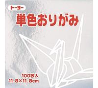 Origami Paper Single Color with White Reverse - 11.8cm, 100 Sheets by Toyo Japan, Silver