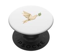 Origami Peace Dove Olive Branch Minimalist Design PopSockets Adhesive PopGrip