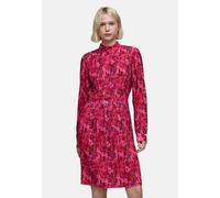 Origami Print Pleated Dress with Long Sleeves Pink