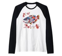 Origami Puffer Fish Fugu Japanese Cherry Blossoms T Japan Raglan Baseball Tee