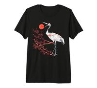 Origami red-Crowned Crane Japanese Cherry Blossoms T Crane Premium T-Shirt